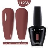 Qfdian  15ml UV Gel Nail Polish Semi Permanent Gel Varnish Enamel Brown Nail Gel Design Red Nails Art Nude Color Glitter Manicure