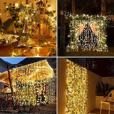 Qfdian  2/5/10M Silk Leaves Fake Creeper Green Leaf Ivy Vine LED String Lights for Home Wedding Hanging Garland Artificial Plants Decor