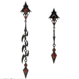 Qfdian  Fashionable new Gothic rhinestone inlaid pendant with long and short earrings, charming jewelry for rap rock parties, gifts