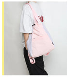 Qfdian Patchwork Contrast Color Nylon Preppy Backpack Women Students Y2k Casual Travel Schoolbags Japanese Drawstring Pleated Backpacks