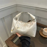 Qfdian Chinese Style Satin Embroidery Bag Women's Summer Crossbody Bag Handbag