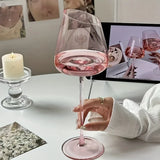 Qfdian  Pink Crystal Wine Glasses Slanted Mouth Goblets  Ideal Valentine'S Day Gift Bars & RestaurantsDay Wine Wine Glasses for Couples