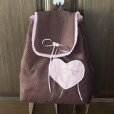 Qfdian  Y2k Aesthetic Patchwork Heart Pockets Women Backpack Fashion Chic Sweet Bow Dots Backpacks Students All Match Preppy Schoolbags