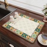 Qfdian  High-end Kitchen Countertop Drain Mat Diatom Mud Suction Mat Tableware Drying Coaster Washable Modern Simplicity Light Luxury