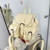 Qfdian  Lace Patchwork Fairy Fashion Handbags Y2k Aesthetic Chic Casual Simple Backpacks Korean Women Mini Sweet Preppy Schoolbags