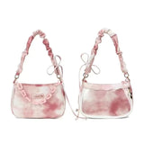 Qfdian Fashion Sweet Lolita Chic Women's Handbags Luxury Design Pleated Bow Chain Underarm Bag Casual Transparent Ins Shoulder Ita Bags