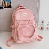 Qfdian Korean Chic Kawaii Cat Schoolbags High-capacity Y2k Aesthetic Students Backpacks Transparent Preppy Women Casual Travel Ita Bags