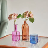 Qfdian Bud Vase Glass Bottle Planter Terrariums Candlestick Holder Glass Vase for Home Decor Hydroponic Indoor Planters Flower Holder