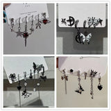 Qfdian Personalized Punk Star Heart Cross Chain Double Layer Necklace For Men Women Y2K Fashion Trend Rock Party Grunge EMO Accessories