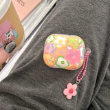 Qfdian  Colorful Flower Smiley Painting Cover for AirPods Pro 2nd Wireless Earphone Charging Box Protective Case for Airpods 1 2 3 4