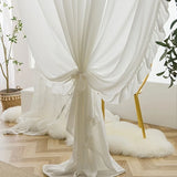 Qfdian White Vintage Ruffle Tulle Curtains For Girls Bedroom Romantic Bay Window Drapes Living Room Soft Chiffon Thicker Sheer