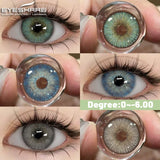 EYESHARE 1Pair Fashion Color Contact Lenses With Prescription Myopia Lenses Green Lenses Blue Eye Lens Yearly Use Eye Contacts