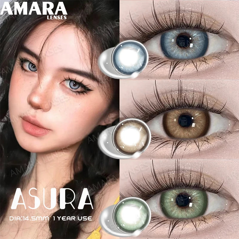 AMARA Color Contact Lenses for Eyes Blue Eye Color Green Lenses  Korean Fashion Gray Big Eye 14.5mm Lenses Yearly 2pcs/pair