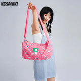 Qfdian Sweet Cool Y2k Aesthetic Fashion Handbags Women Casual All Match Vintage Shoulder Bag Girls Patchwork Denim Holes Crossbody Bags