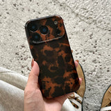 Qfdian Brown Amber Retro Leopard Print Tpu Gloss Phone Case For iPhone 17 16 15 14 13 12 11 Pro Max 14/15 Plus 17 Air Soft Back Cover