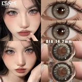 Qfdian 2Pcs Colored Contact Lenses with Degree 0~-8.0 Brown Lens Eye Beauty Pupil Prescription Myopia Soft Black Lens
