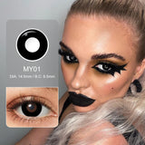 Qfdian Halloween Contact Lenses White Cat Eye Cosplay Contact Lenses Crazy Eye Contacts Whiteout Lens for Cosplay Anime Accessorie