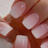 Qfdian  24Pcs Simple Square Head Press on Fake Nails with Glue Short French Nails Set Colorful Heart-shaped Pattern Design False Nail
