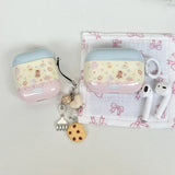 Qfdian cartoon cute cookie bear love heart pendant shockproof silicone protective case for apple airpods 1 2 3 4 pro 2 earphone cover