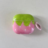 Qfdian Cute lovely strawberry gloss wireless bluetooth earphone cover case for apple airpods 1 2 3 4 pro pro 2 protector with keychain