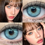 Qfdian Green Contact Lens Belt Grade 14.5MM Big Eye Thai Milk Tea Series Grey GDIA: 14.2MM 1 Year Use Soft Hydrogel WT: 40%
