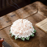 Qfdian  Ceramics Hydrangea Flower Aroma Holder Incense Holder Teahouse Incense Burner Ornament Reed Diffuser Stand Home Fragrance Gifts