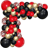 Qfdian  Red Black Balloon Garland Kit Gold Confetti Party Birthday Ballon Arch Casino Theme Wedding Graduation Decorations Helium Globos