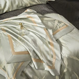Qfdian 4Pcs High Precision Damask Jacquard Egyptian Cotton Soft Silky Bedding Set Duvet Cover Set Bed Sheet/Fitted Sheet Pillowcases