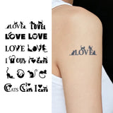 Qfdian  I Love Cat Temporary Tattoo, Herbal Juice Semi-Permanent Waterproof, Small Sexy Realistic Fake Arm Tattoo