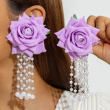 Qfdian  Stylish and unique large flower vacation earrings
