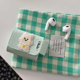 Qfdian Cute cartoon embroidery leather earphone case for apple airpods pro pro2nd 3 pure color summer charing box cover for airpod 1 2