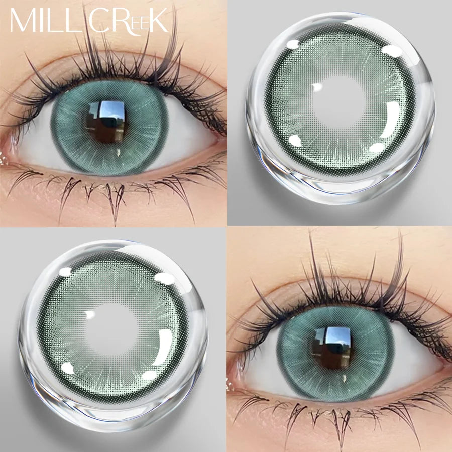 Qfdian 1 Pair New Style Myopia Degree Contact Lenses Big Eye 1 Year Use Soft High Quality Blue Purple Green Contact Lenses