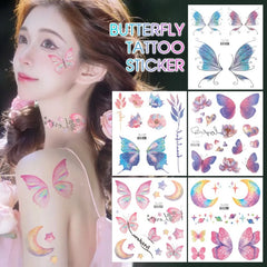 3D Fairy Butterfly Wings Shiny Tattoo Sticker Waterproof Eyes Face Body Art Fake Tattoos For Women Makeup Dance Music Festival