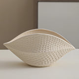 Qfdian  Ceramic Shell Fruit Bowl Textured snack bowl Afternoon tea serving Coffee table centerpiece bowl Decorative storage container