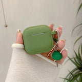Qfdian  Deep green silicone headphone case for airpods 1 2 3 4 pro 2 4nd generation wireless bluetooth earphone charging box protector