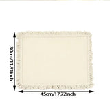 Qfdian  Plain Wide fringe napkin placemat, Durable polyester thick placemat, Can be reused for kitchen, Dining, Wedding decoration