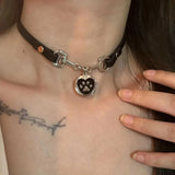 Qfdian  Y2K Cat Claw Star Heart Pendant Plush Leopard Bone Choker Charms Necklaces For Women Goth Aesthetic Accessories Grunge Jewelry