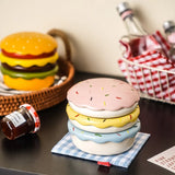 Qfdian  Hamburger-Shaped Ceramic Sauce Dish Creative Multi-Purpose Snack Stackable Plate Afternoon Tea Birthday Gift Food-grade Glaze