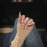 Qfdian 10Pcs Handmade Sweet French White Edge Press on Nails Cute Red Heart Decoration Wearable False Reusable Manicure Nails