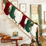 Qfdian  Red Green Christmas Stockings Large Size Knitted Xmas Stocking Christmas Party Decoration New Year Fireplace Hanging Stockings