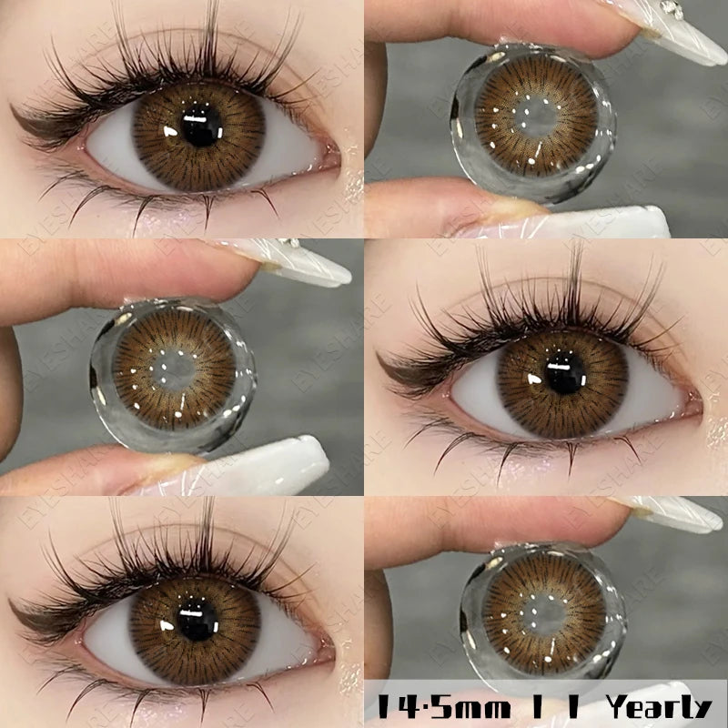 Qfdian 1pair Natural Color Contact Lenses for Eyes Brown Contacts Gray Lenses Fashion Lenses Blue Eyes Contacts Lenses