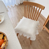 Qfdian White Chair Cover Household Lace Ruffled Seat Slipcovers Living Room Kitchen Office Removable Washable Protector Cushions Covers
