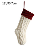 Qfdian  Red Green Christmas Stockings Large Size Knitted Xmas Stocking Christmas Party Decoration New Year Fireplace Hanging Stockings