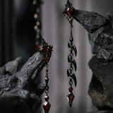 Qfdian  Fashionable new Gothic rhinestone inlaid pendant with long and short earrings, charming jewelry for rap rock parties, gifts
