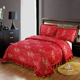 Qfdian 3/5Pcs Luxury European Knitted Cotton Embossing Quilted Bedspread, Bed Cover, Mattress Topper Coverlet, Bed Sheet, Pillowcases