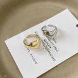 Silver Color Trend Creative New Love Heart Shaped Gold Ring Light Luxury Metallic Texture Girls Jewelry Couple