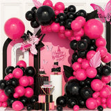 Qfdian  74Pcs Black Rose Red Balloons Arch Garland kit,for Birthday Party Anniversary Weddings Singles' Party Valentine's Day Decoration