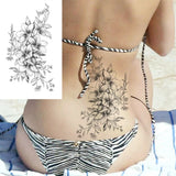 Qfdian  Realistic Fake Peony Temporary Tattoos For Women Girl Black Rose Elephant Flower Tattoo Sticker Tiger Anemone Tatoos Half Sleeve