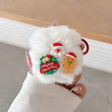 Qfdian 3D DIY New year gifts plush warm soft earphone case for apple airpods 1 2 3 4 pro 2 cute snowflake white protection coque cover