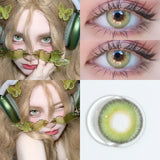 YIMEIXI 1Pair Color Contact Lenses for Eyes Green Eye Lenses Yearly Use with Prescription Myopia Soft Blue Lenses